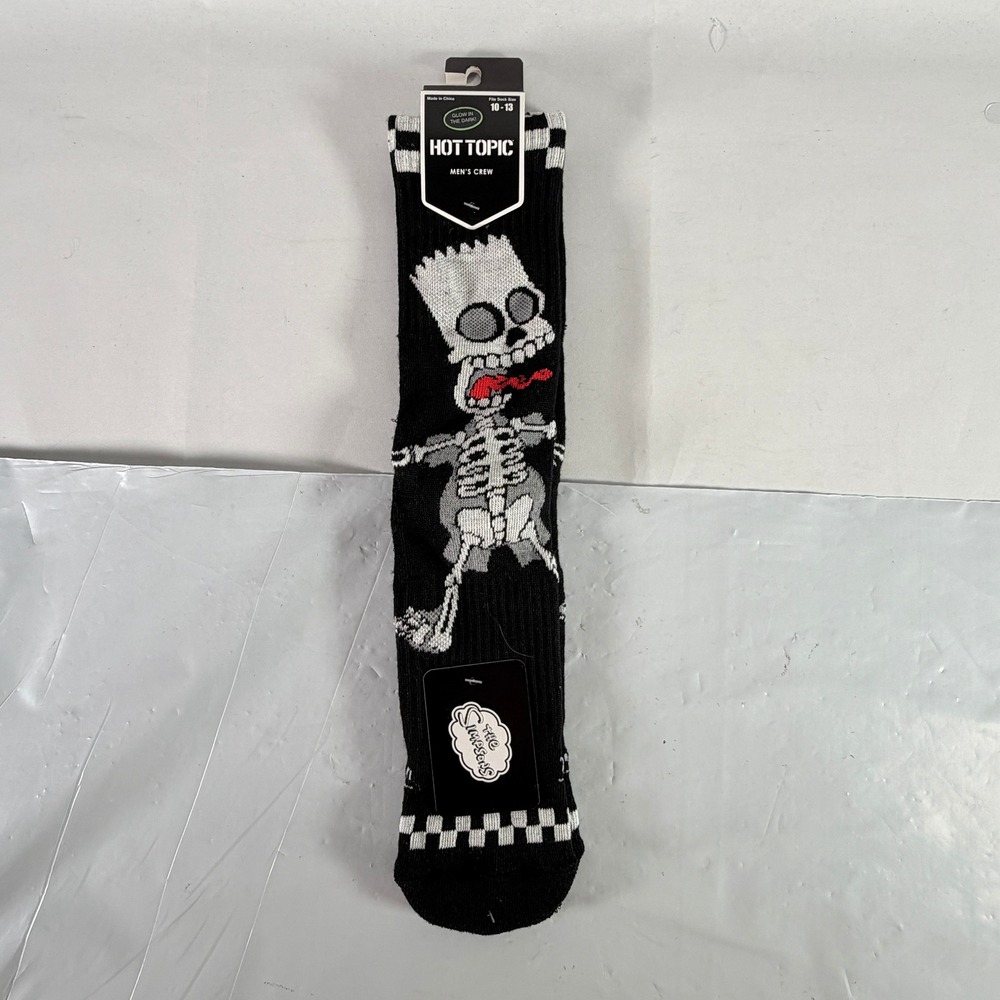 Hot Topic The Simpsons Bart Simpson Skeleton Crew Socks Glow in the Dark 10-13